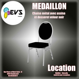 MEDAILLON - CHAISE METAL ASSISE VELOUR NOIR