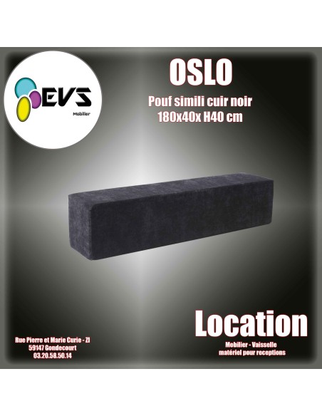 OSLO - POUF SIMILI CUIR NOIR