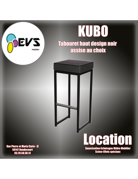 KUBO SMART BAR - TABOURET HAUT NOIR