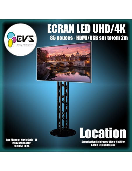 ECRAN LED 85" UHD 4K SUR TOTEM